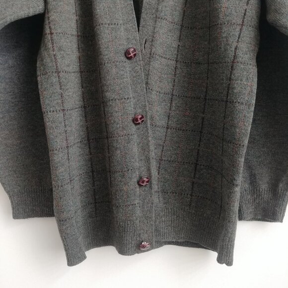 Vintage St Michael Men lambswool pure new wool cardigan sweater Small green - Picture 2 of 16